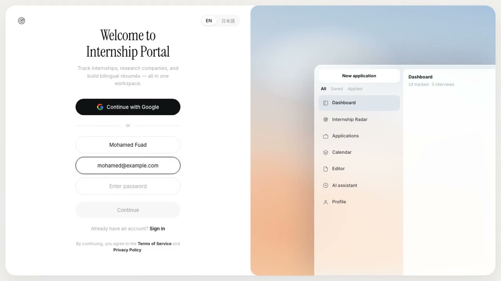 Sign up