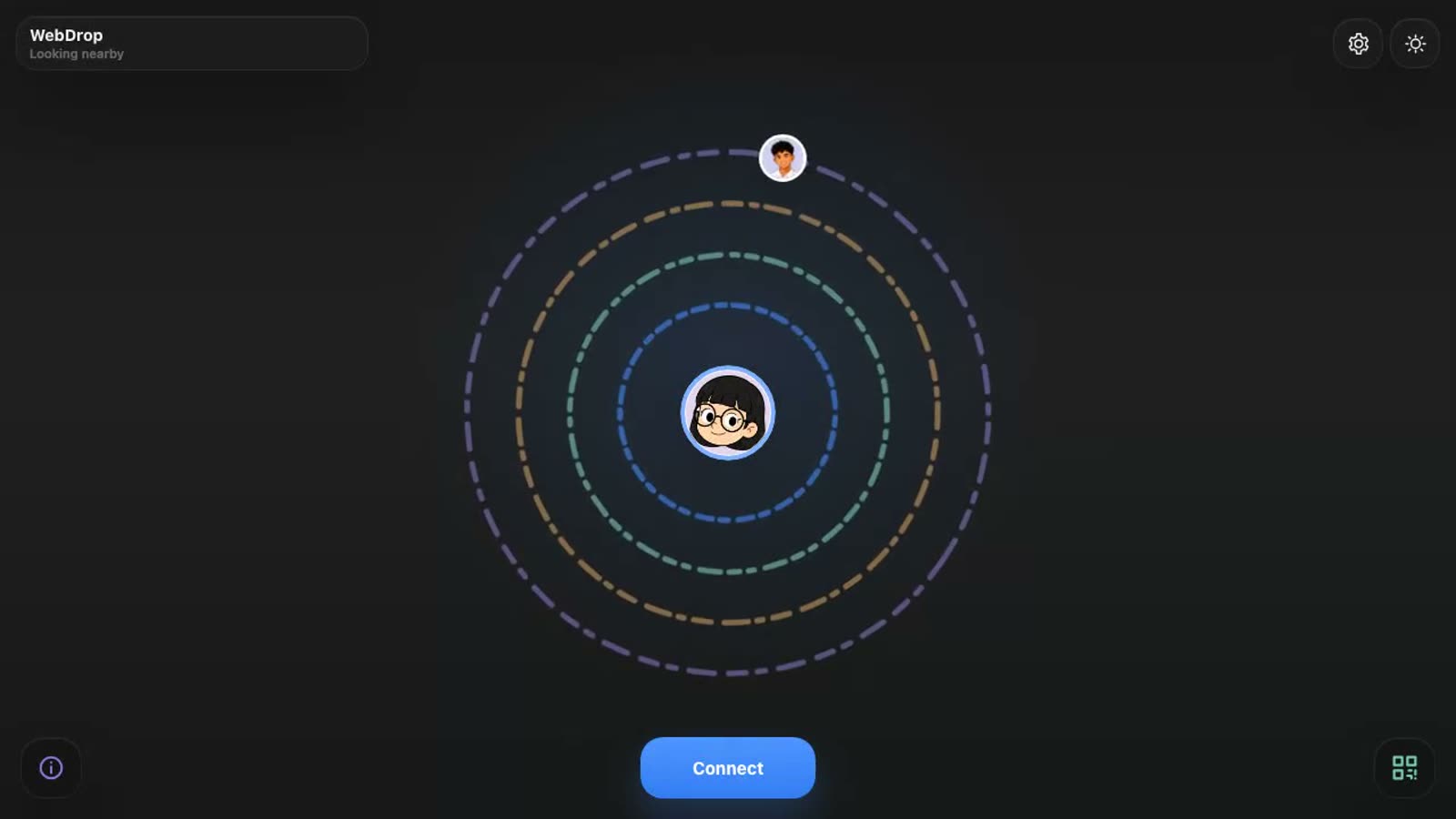 The nearby radar in dark mode